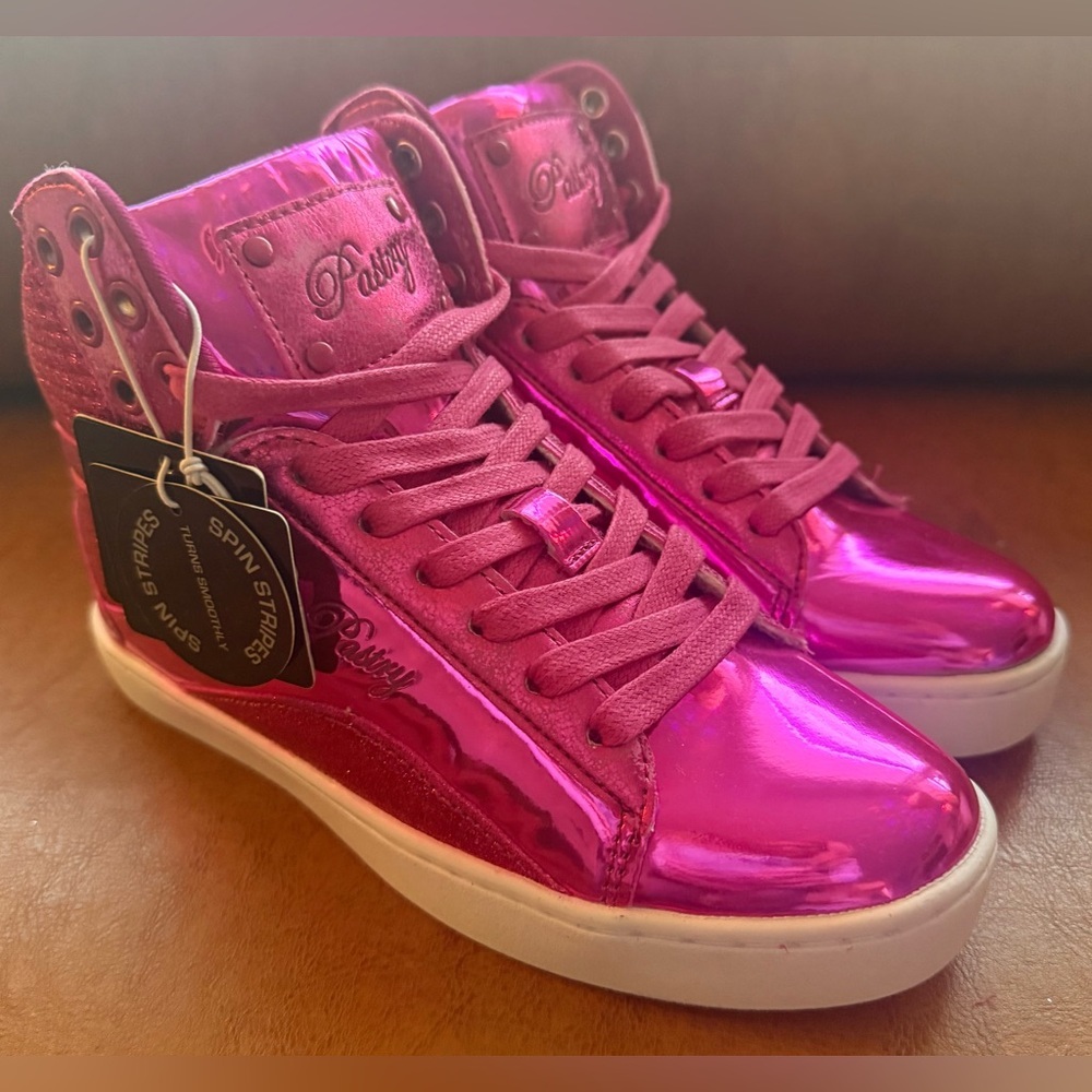 Pastry Glam Pop Tart Glitter Hi-Top Dance Sneakers Fuchsia Women’s 5.5 NIB - Picture 3 of 10